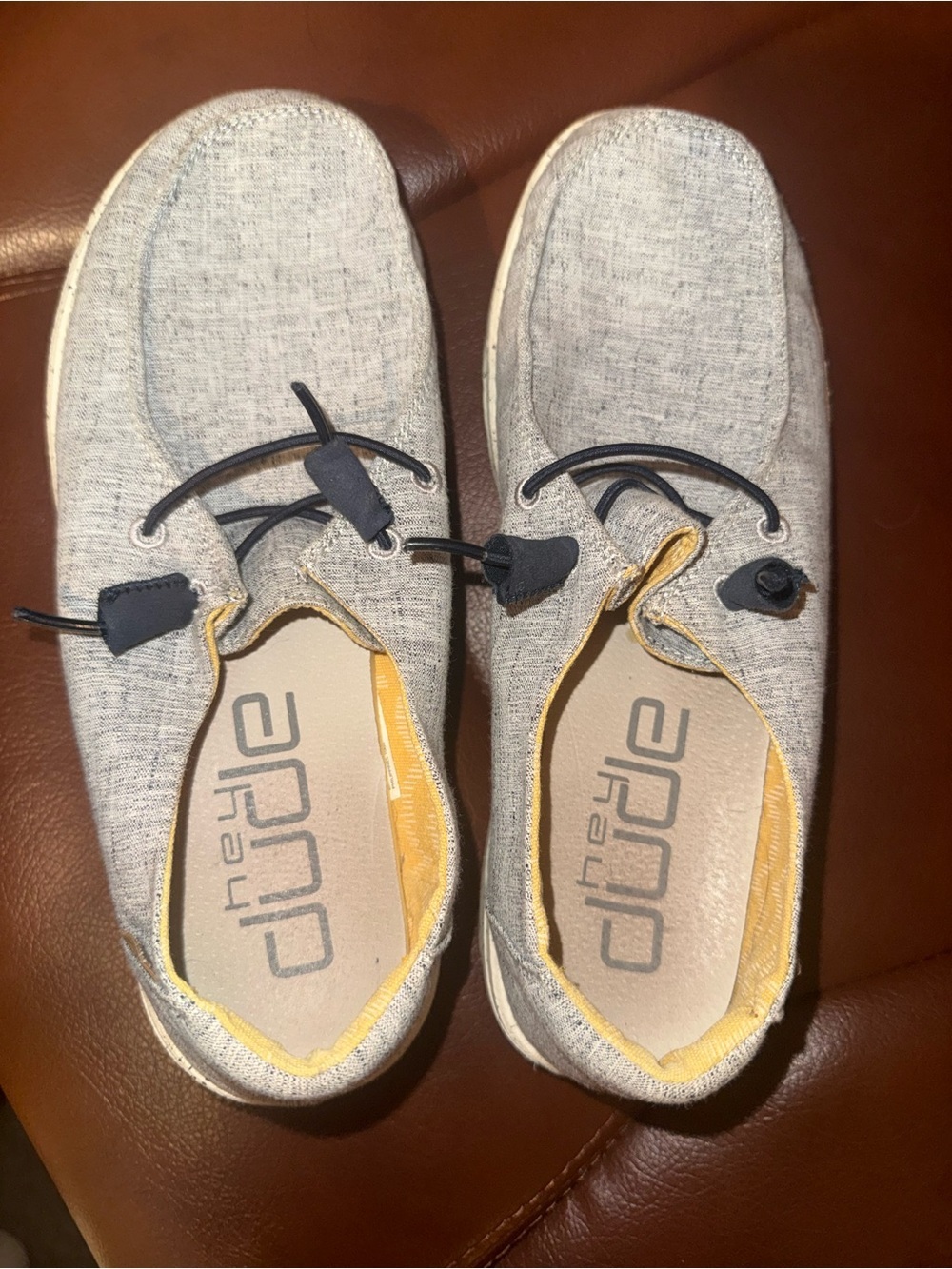 Hey Dude Wendy Chambray White Blue EUC 8